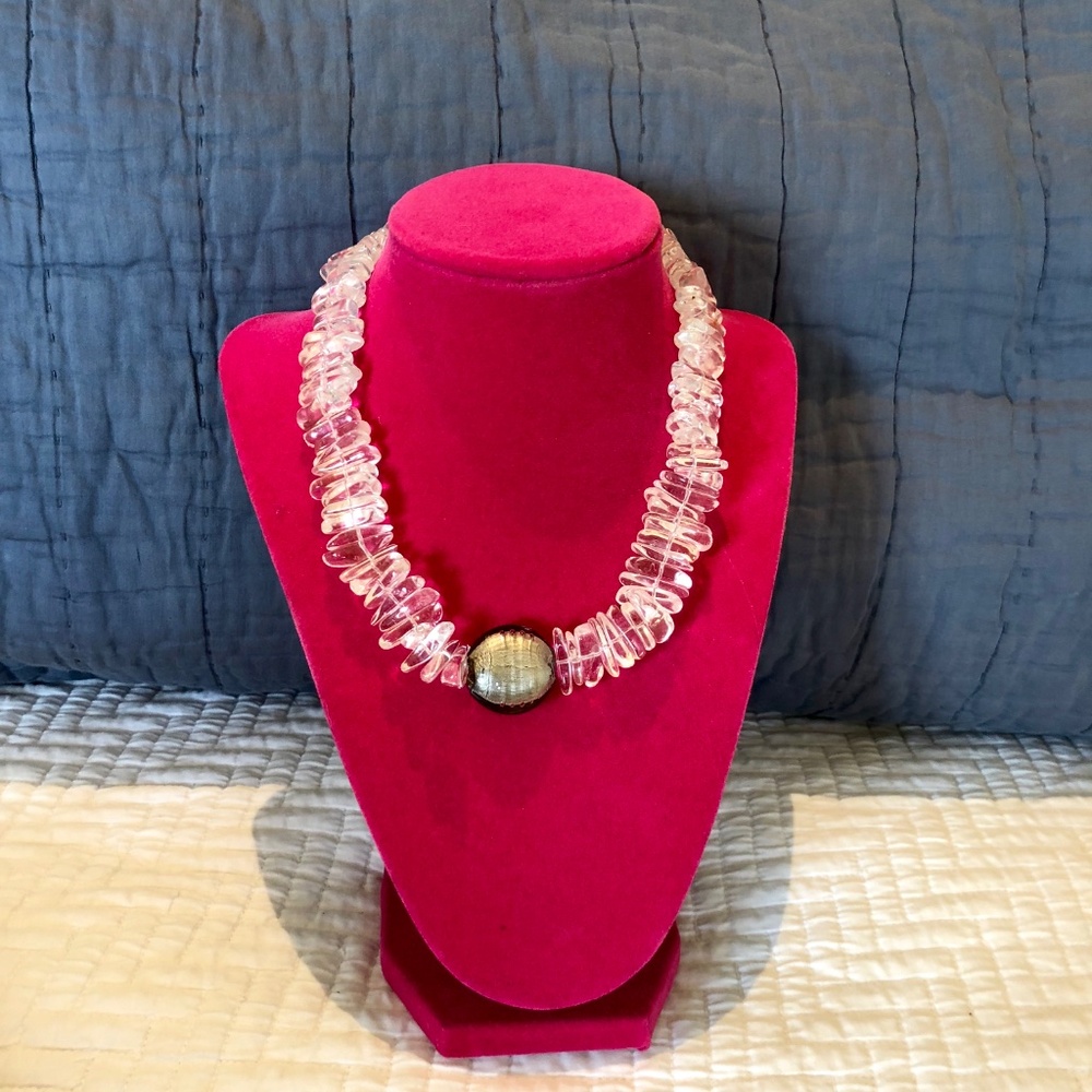 Lucite And Brushed Silver Statement Necklace - image 3